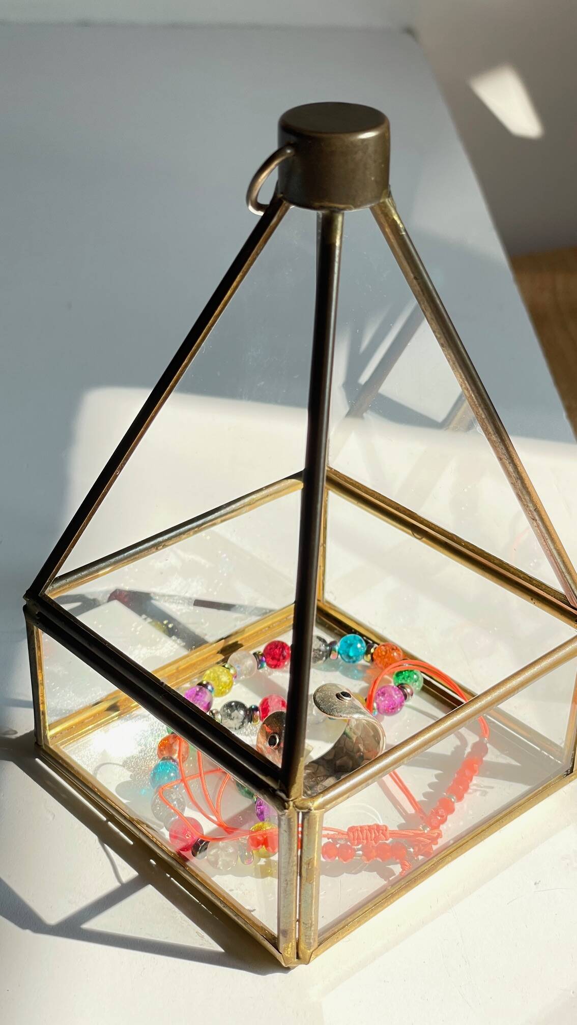 Vide-poche verre et laiton vintage