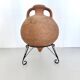 Hand-Modeled Earthenware Jar with a Black Varnished Iron Stand, Italy