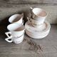 6 tasses et sous-tasses rose modèle Betty faïenc. de Longwy 1930