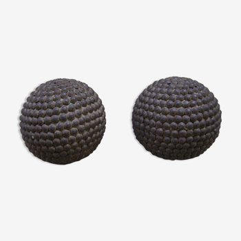 Pair of old studded balls