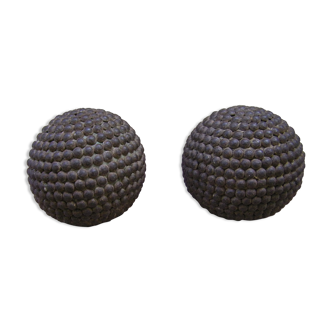 Pair of old studded balls