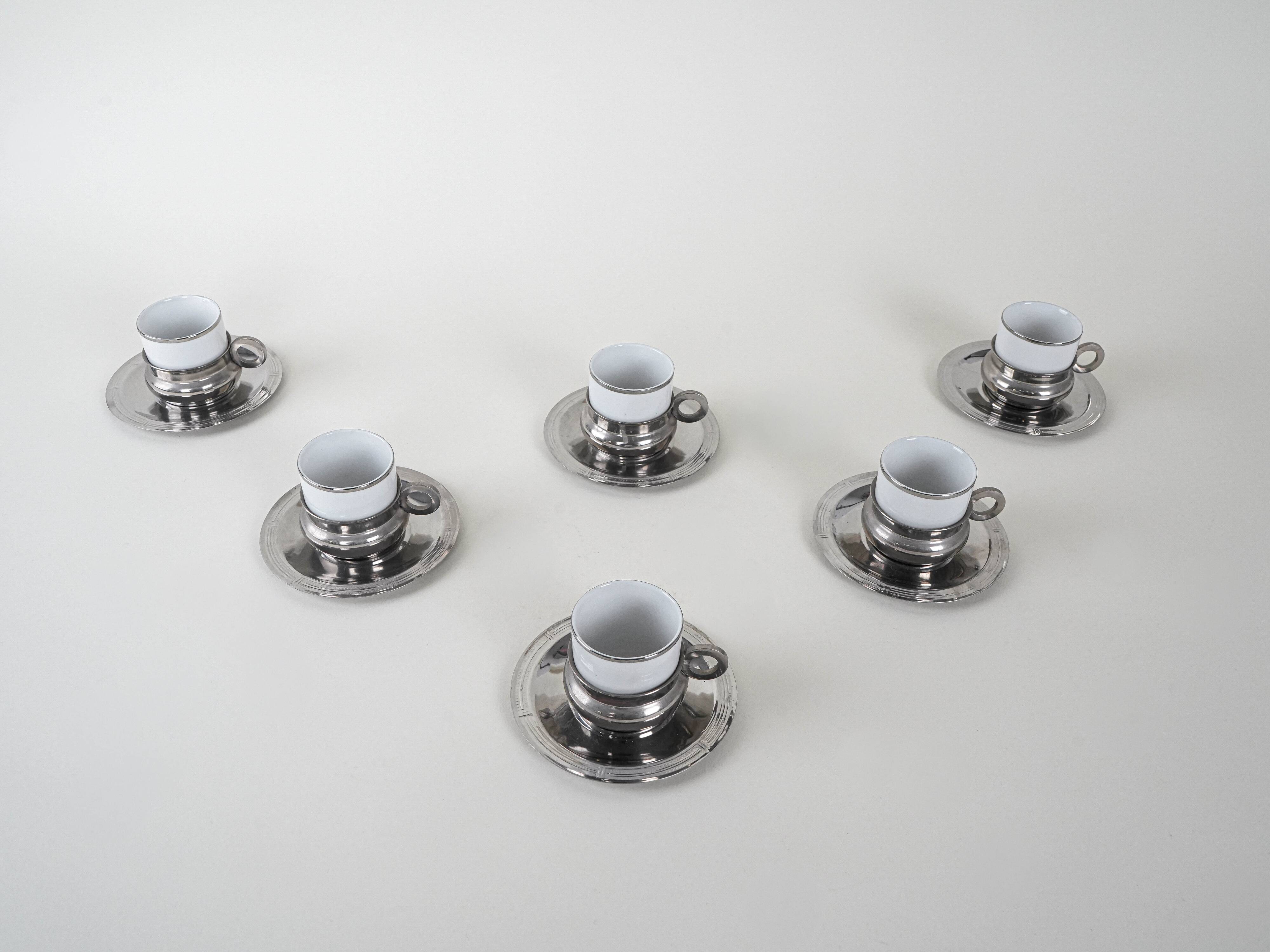 Set of porcelain cups, Italian design, 1980s, production: Italy