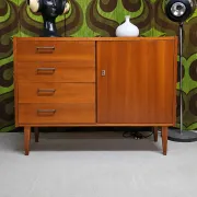 Small vintage sideboard from the 1960s with 4 drawers and a door.