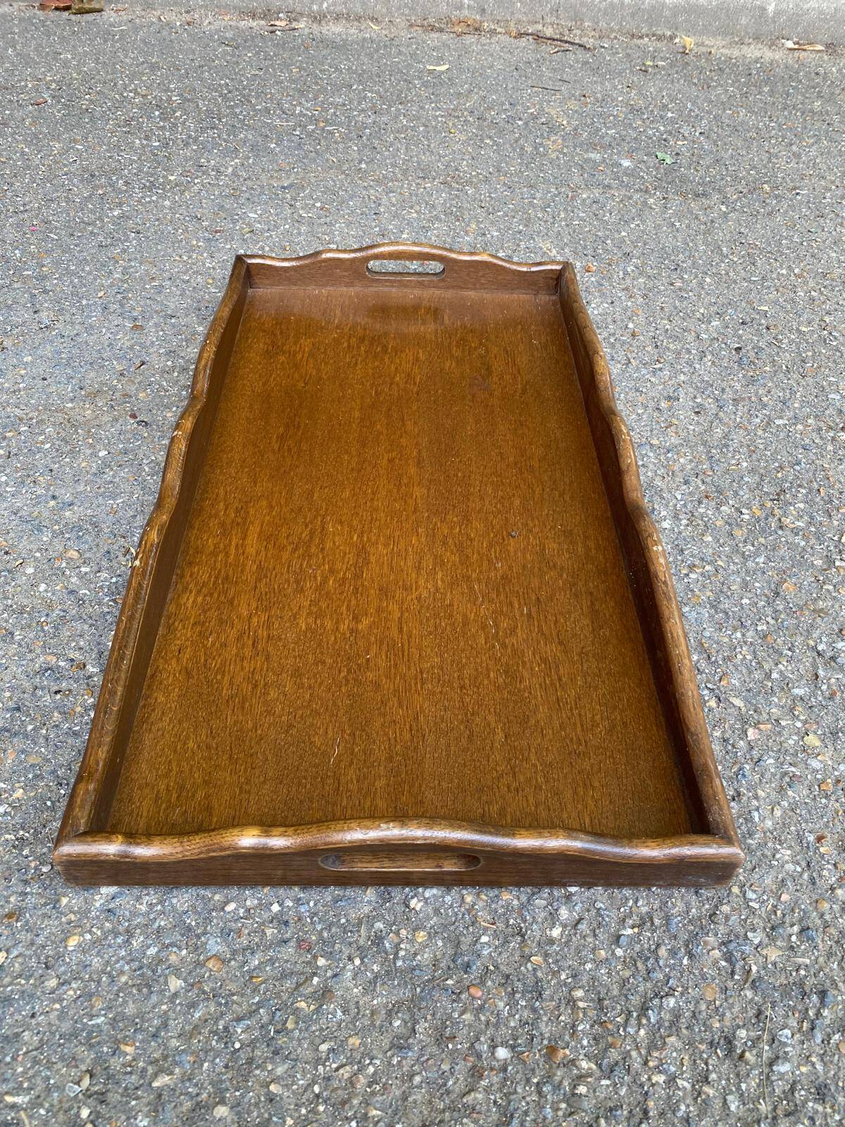 Vintage rectangular solid wood breakfast tray