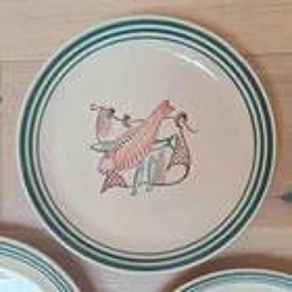 Lot De 3 Assiettes En Faïence Jean Lachaud HB Quimper Service A La Pêche