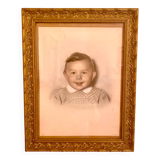 Frame from the 1920s - 1930s, colorized drawing of a toddler