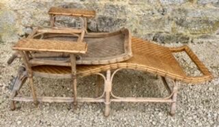 Old rattan chaise longue 20th century