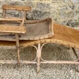 Old rattan chaise longue 20th century