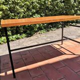Metal and wood dining table for 6/8 people 145 cm vintage