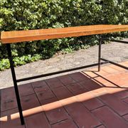 Metal and wood dining table for 6/8 people 145 cm vintage