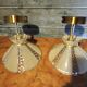 Pair of vintage wall lights in pale yellow granite glass