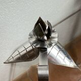 Silver-plated metal flower candle holder