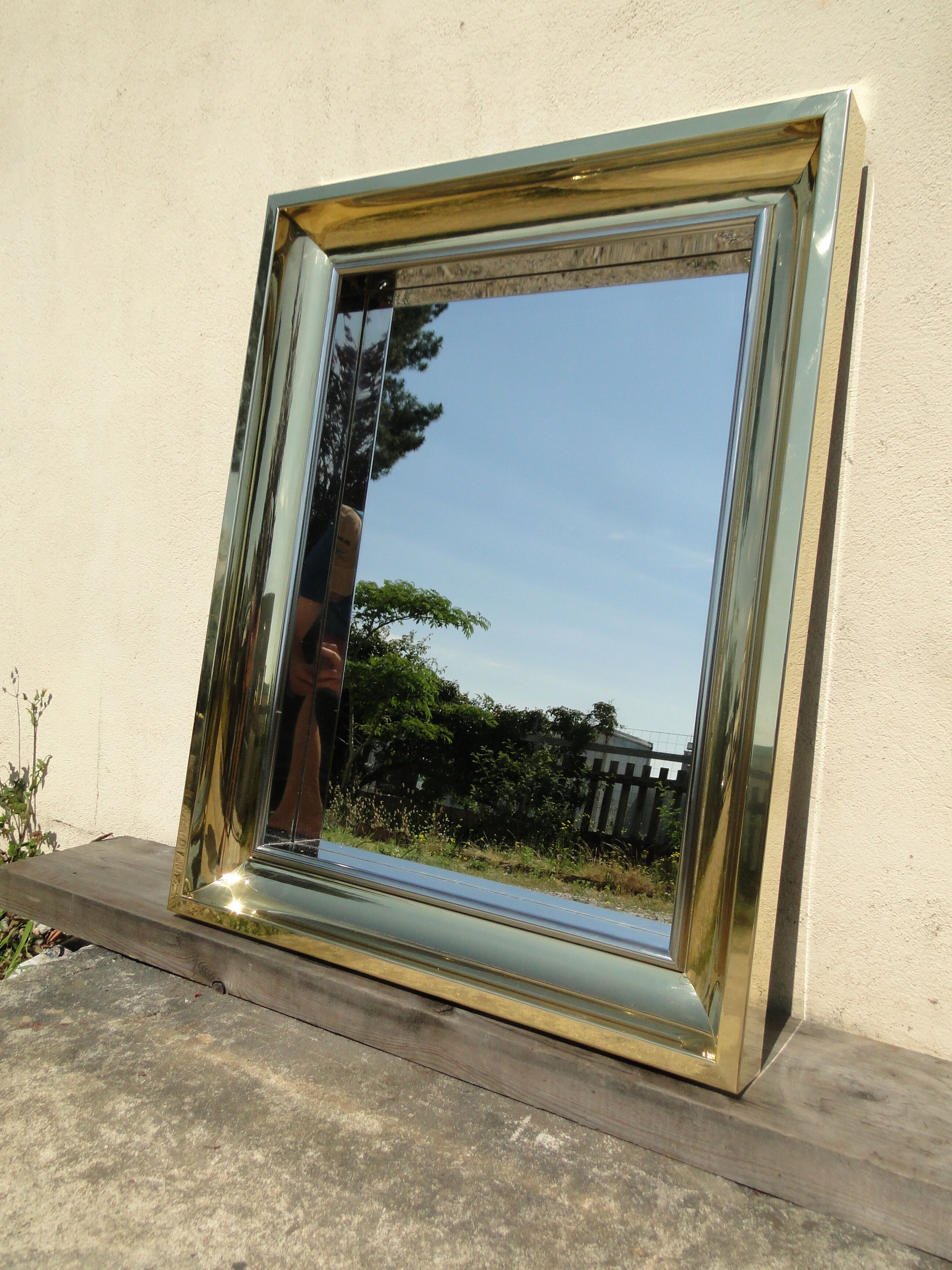 Vintage brass mirror 1970 France