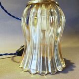 Duo tulip lamps golden fluted glass