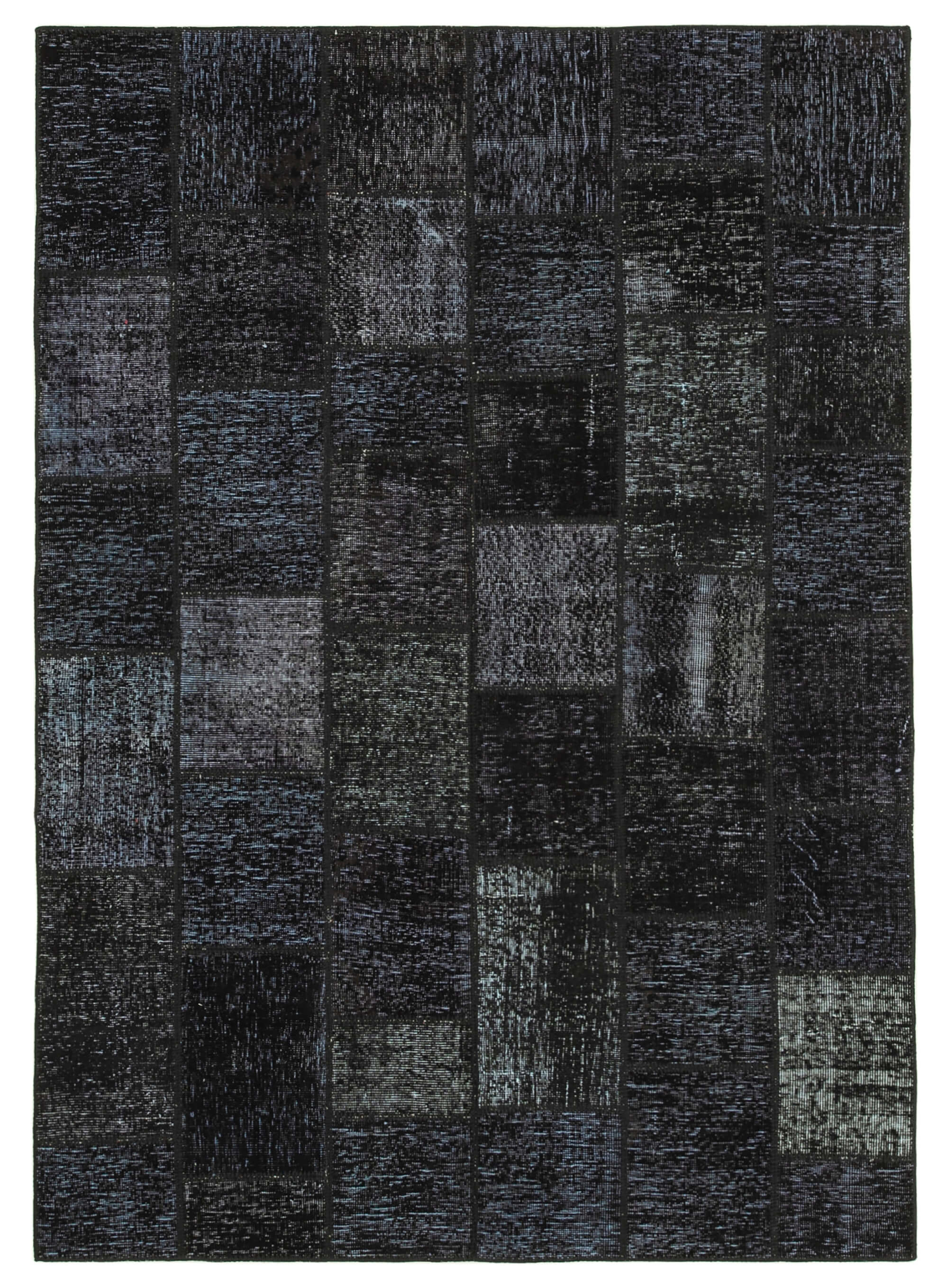 Hand-knotted oriental vintage 172 cm x 242 cm black patchwork carpet