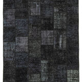 Tapis oriental vintage noué à la main 172 cm x 242 cm tapis patchwork noir