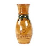 Brown ceramic vase, folk art, Czechoslovakia 1950s