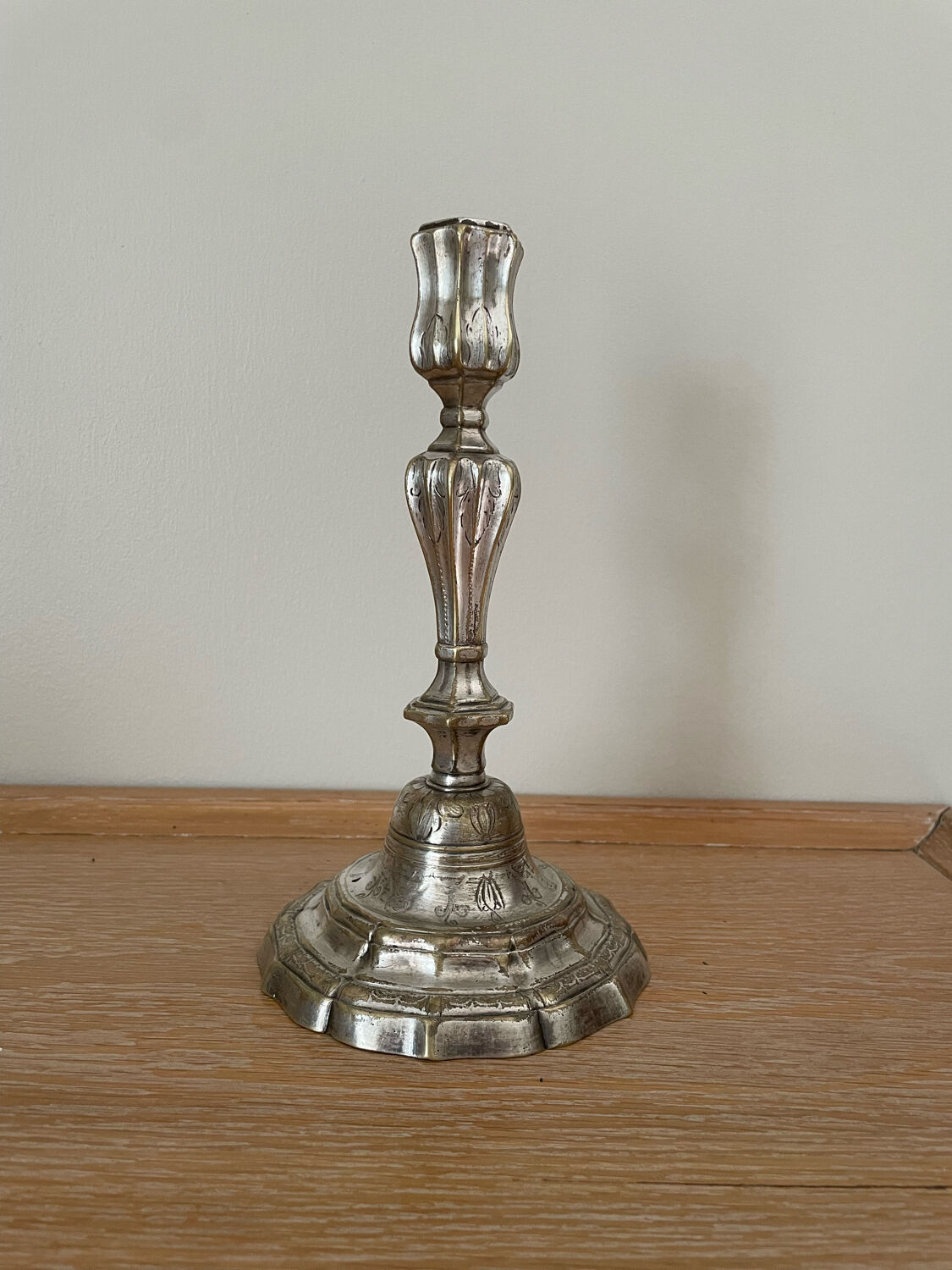 Louis XIV style silver metal candle holder