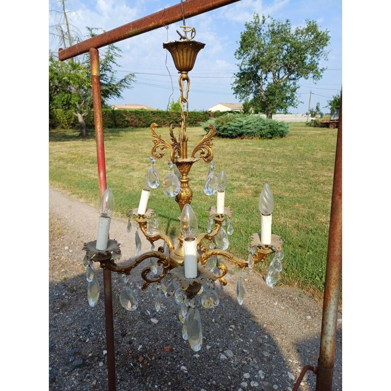 19th century bronze chandelier with tassels