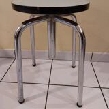 Tubular stool chrome adjustable seat in green formica