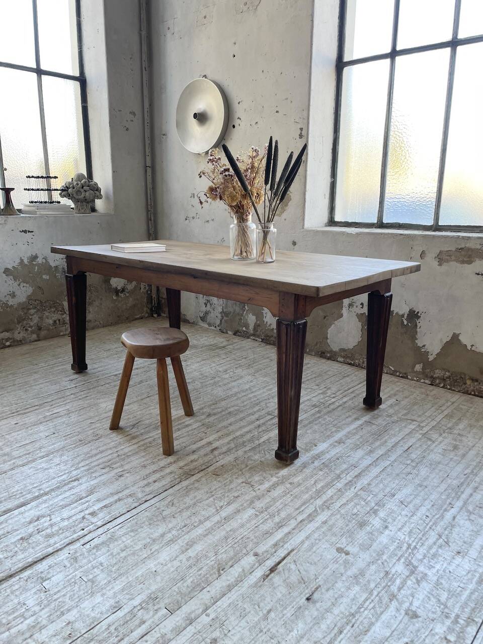 Solid oak farmhouse table 185cm