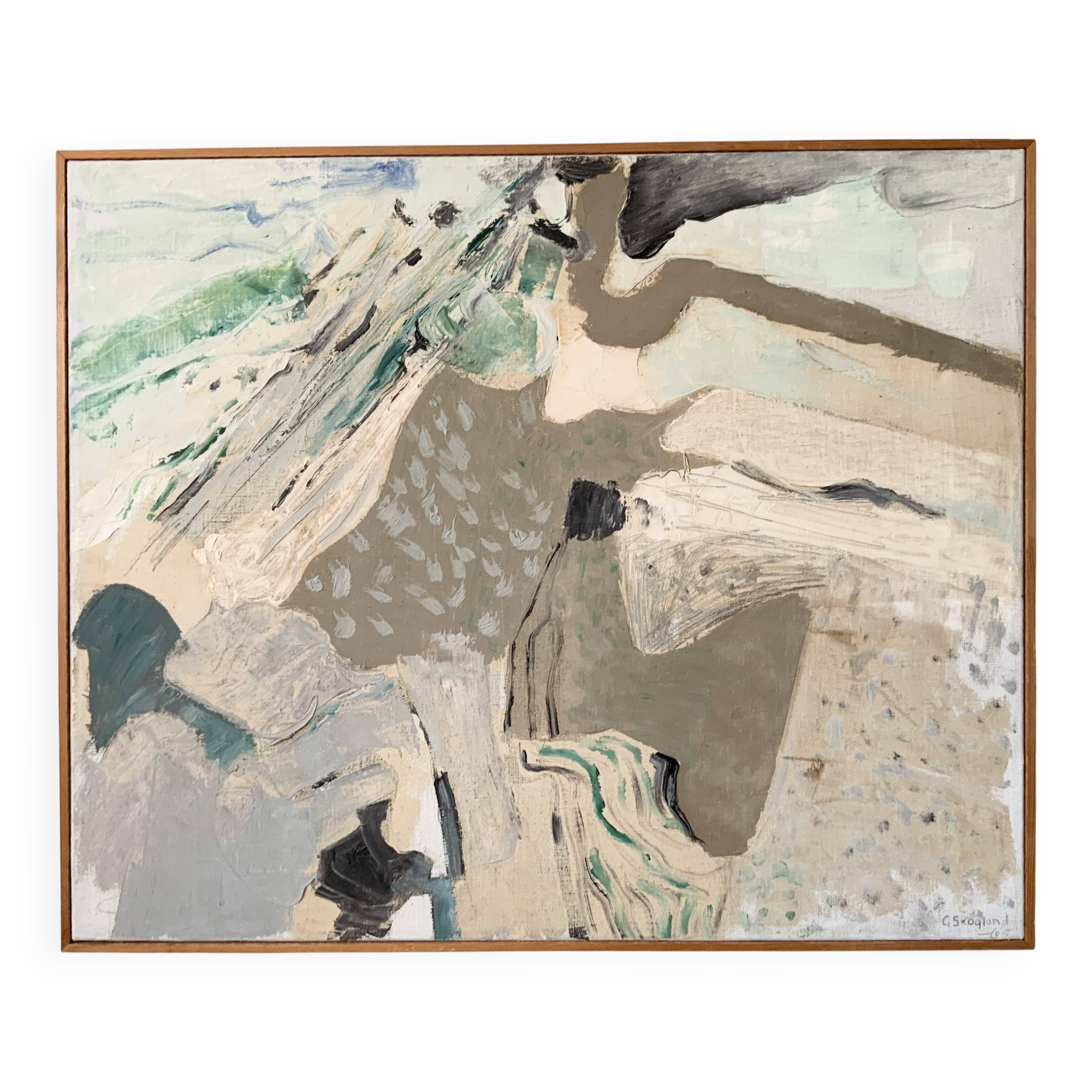 Vintage Abstract Oil on canvas by Carl Gustaf Skoglund Swedish, 1965