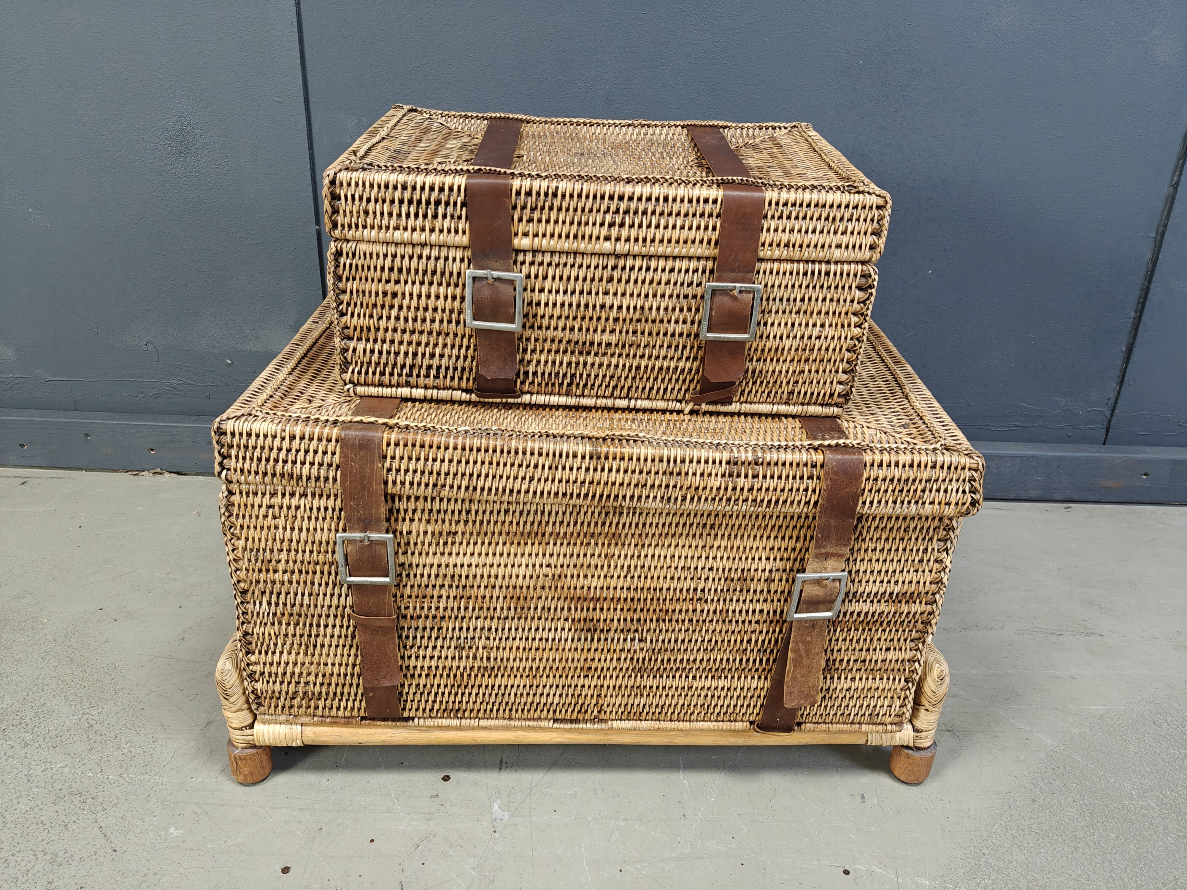 Vintage wicker trunks, set of 2 - 1970s