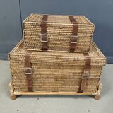 Vintage wicker trunks, set of 2 - 1970s