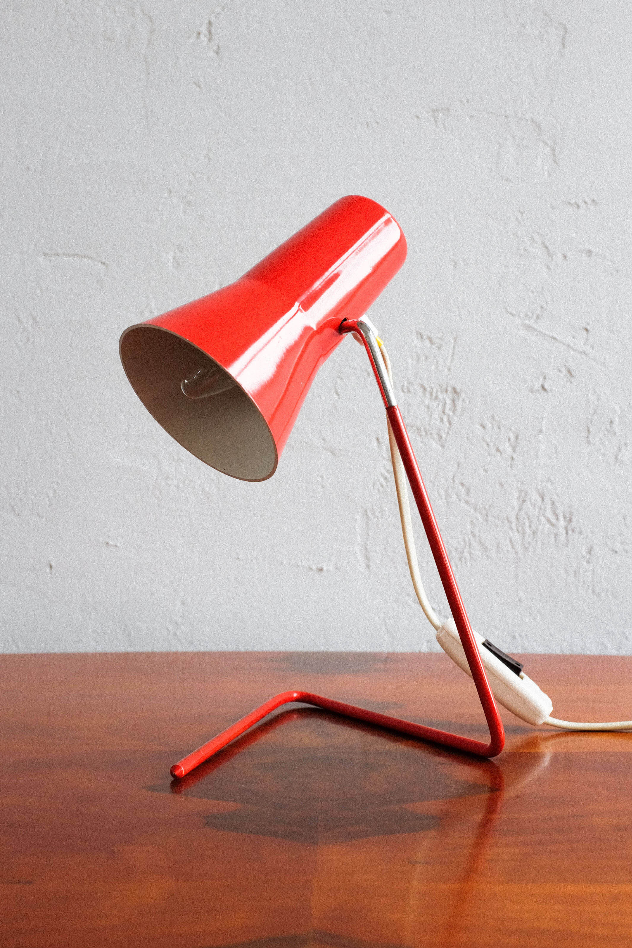 Vintage czechoslovakian red table lamp Drupol 21616, 1960s