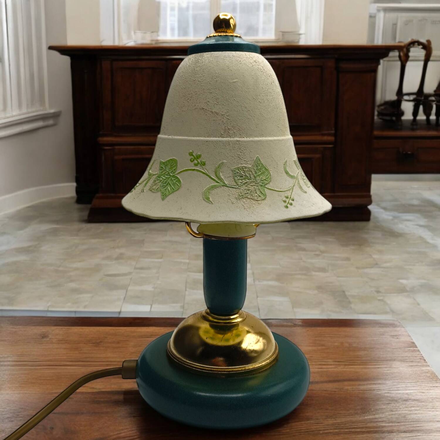 Vintage - Pair of lamps - Glass & Metal