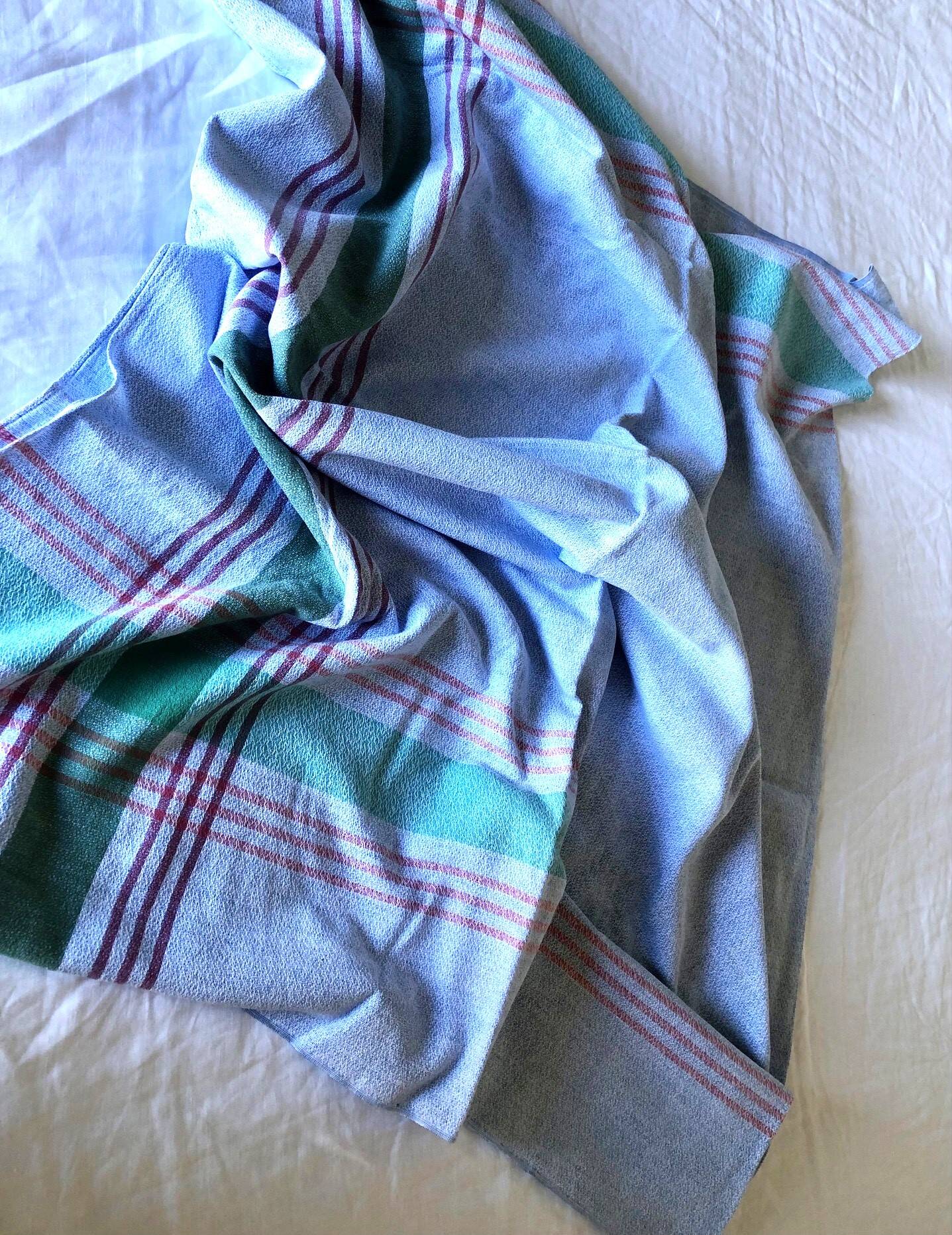 Vintage tablecloth, blue with stripes