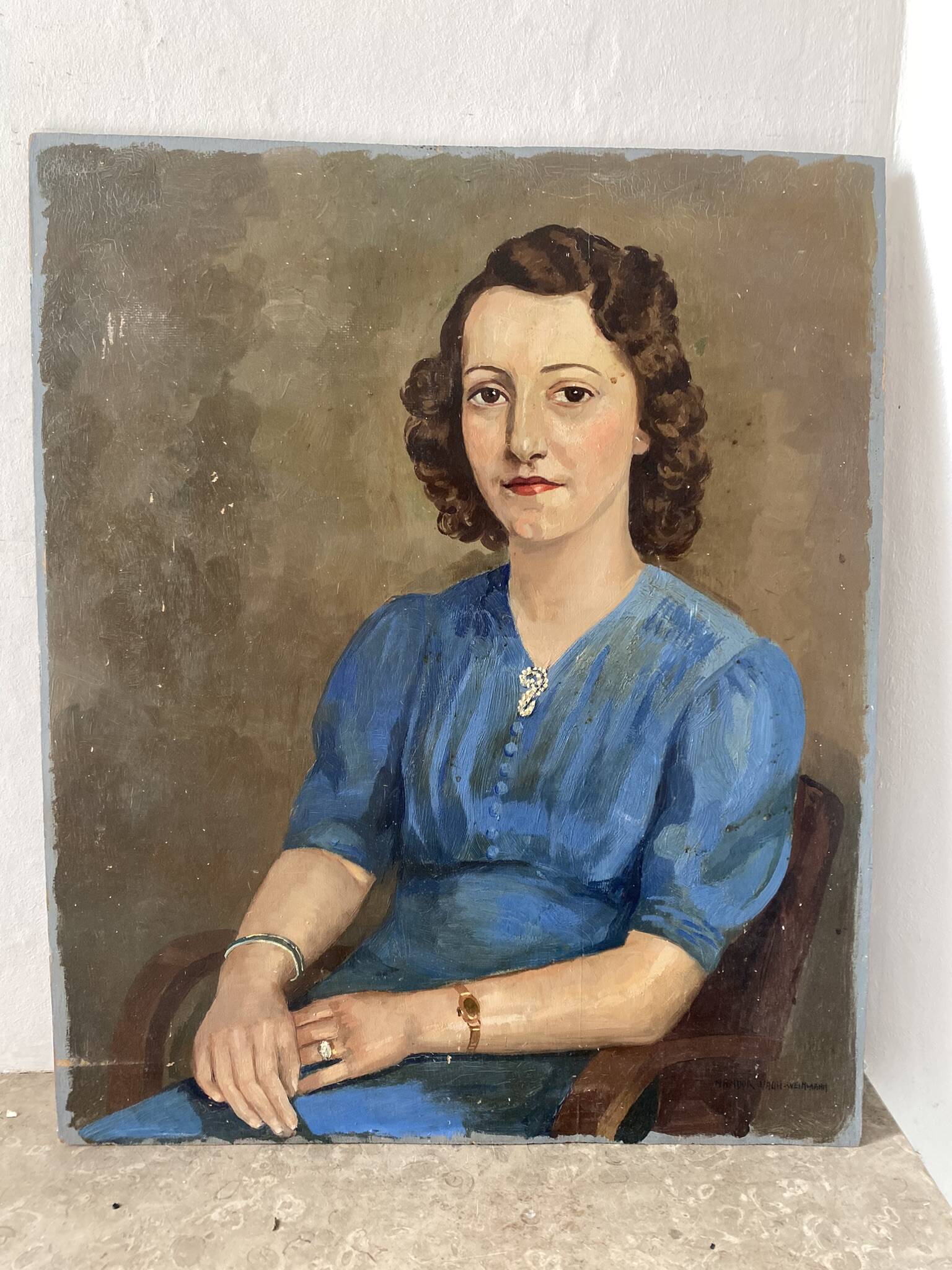 Signed portrait of a woman