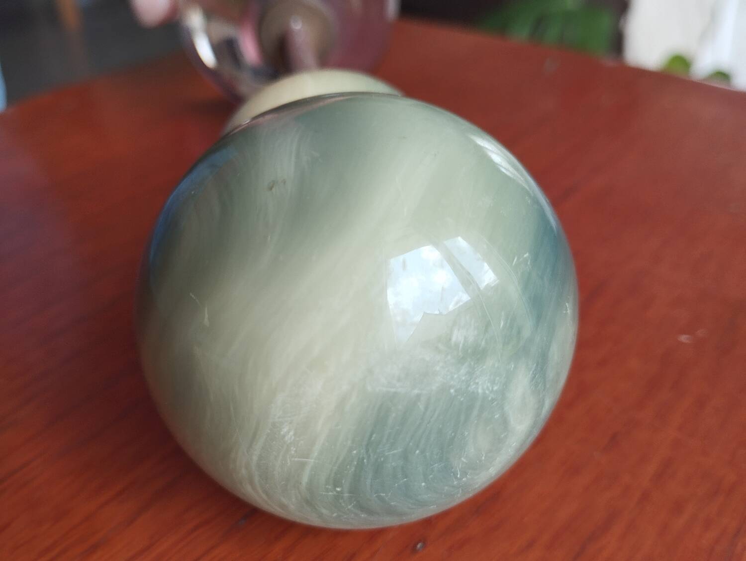 Poignée de porte ancienne verre jade et laiton