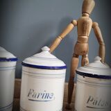 Set 5 pots kitchen white and blue