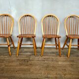 Series of 4 chairs in pine 1970