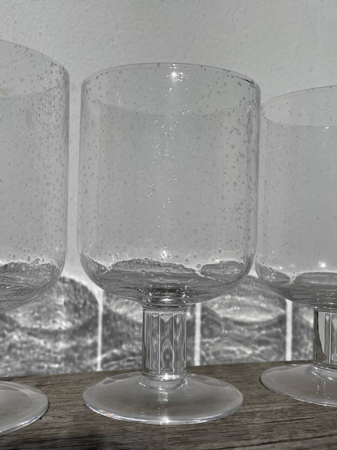 6 large transparent bubble glass wine glasses