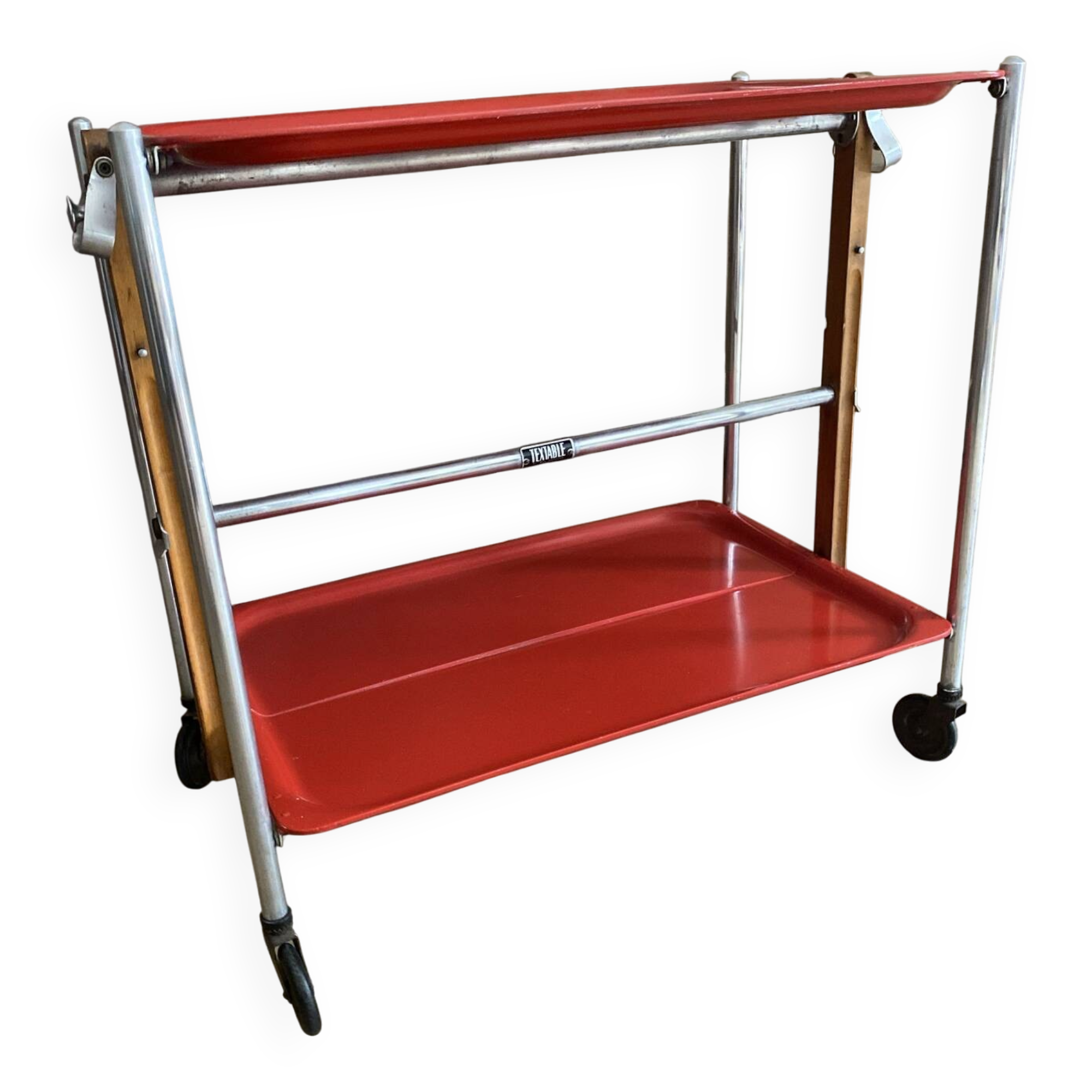 Service trolley rolling table Platex Textable red 70s Space Age
