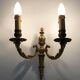 Old pair of bronze double-light wall sconces. 60s