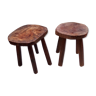 Pair of raw wooden stools