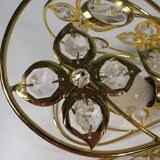 Vintage table lamp, golden structure with crystals.