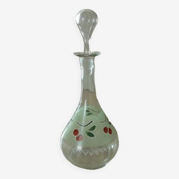 Carafe en verre emaille decor aux cerises