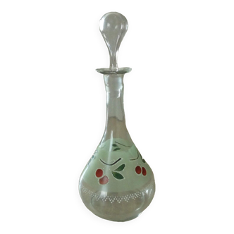 Carafe en verre emaille decor aux cerises