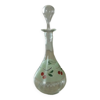 Glass carafe enamelle decor with cherries