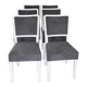 Set of 6 Art Deco grey and white chairs in wood and fabric, 1930s.