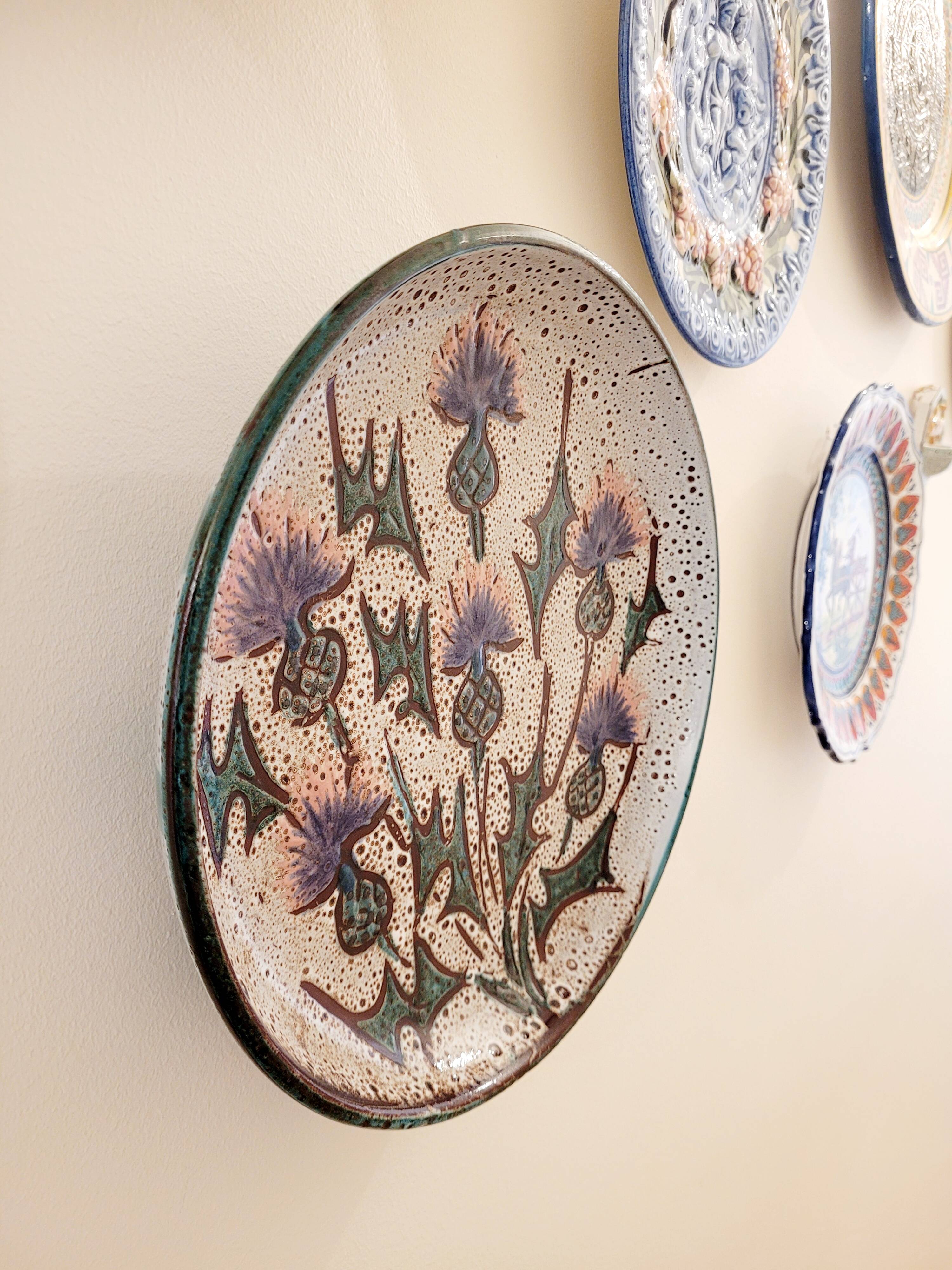 Large "Thistle" ceramic plate from Vallauris