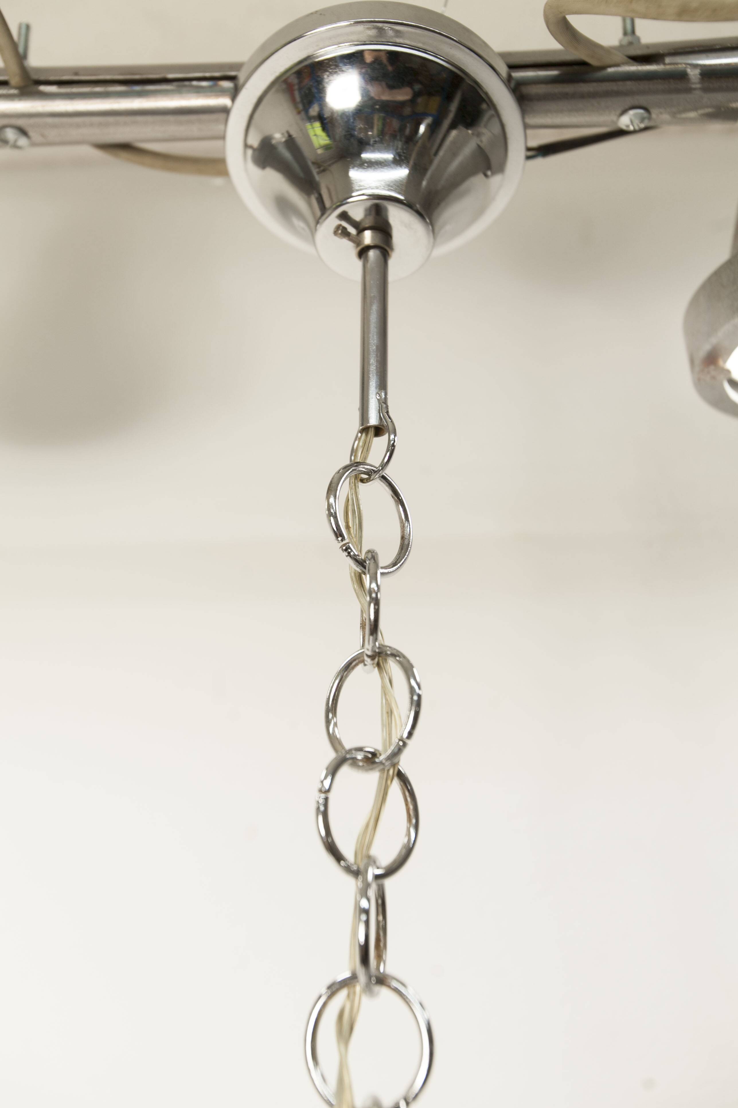Lustre mazzega Murano 4 boules et teck 1960