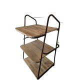 industrial iron and wood trolley shelf