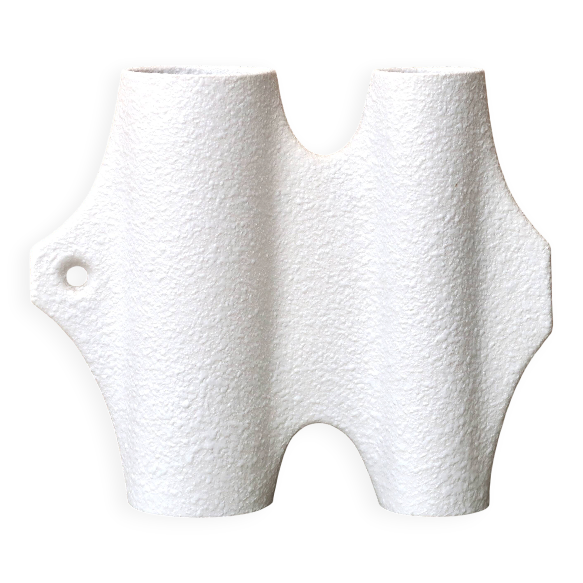 Sgrafo Modern sculptural white porcelain vase by Peter Muller