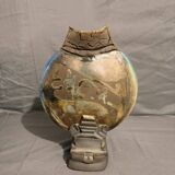 Sculpture Vase Ceramic Contemporary Art Raku Firing Wabi Sabi Eye