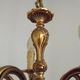 Vintage French traditional style bronze chandelier with 5 lights featuring acanthus leaf details.